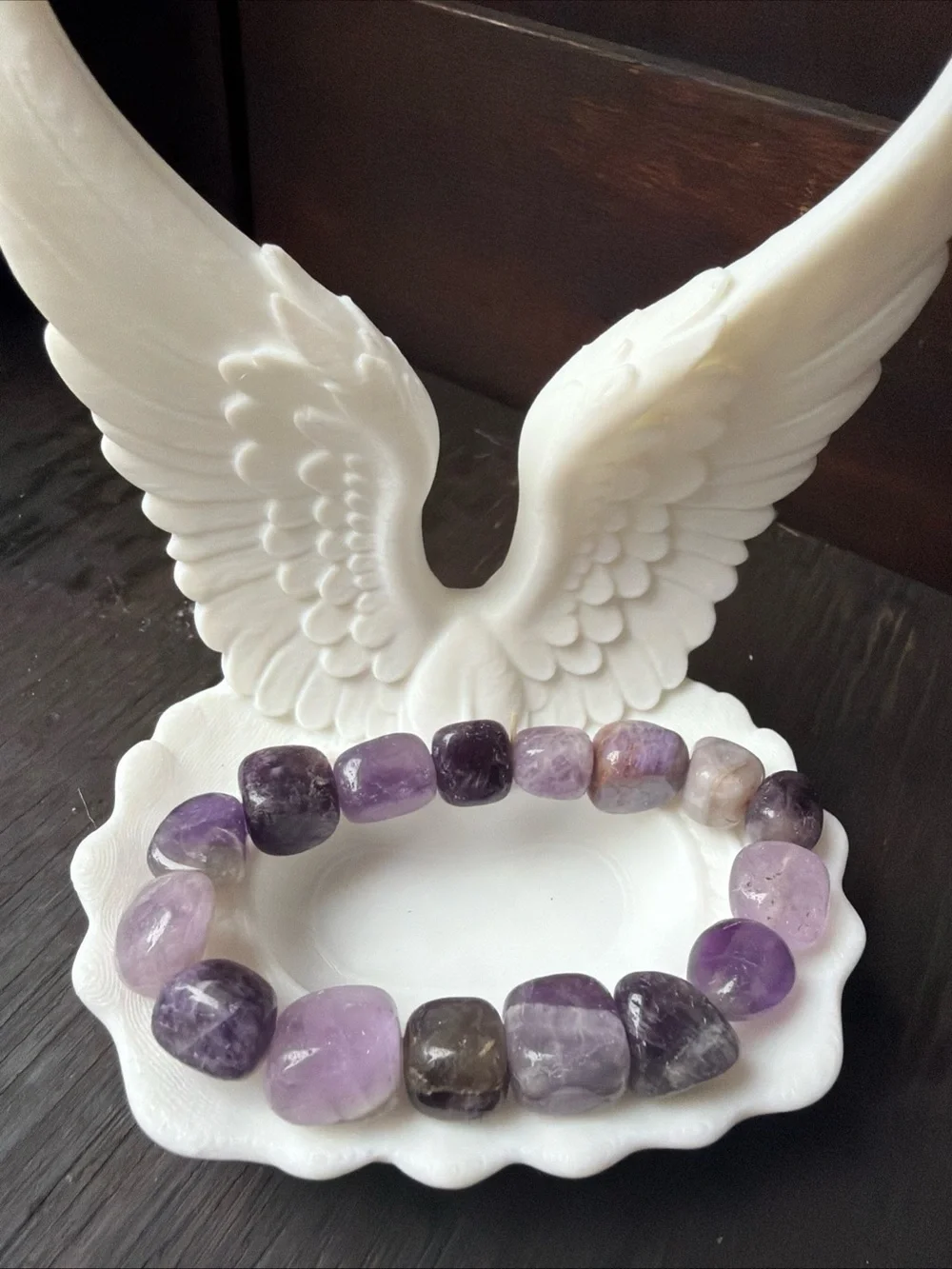 Amethyst Beaded Stretch Bracelet - Purple